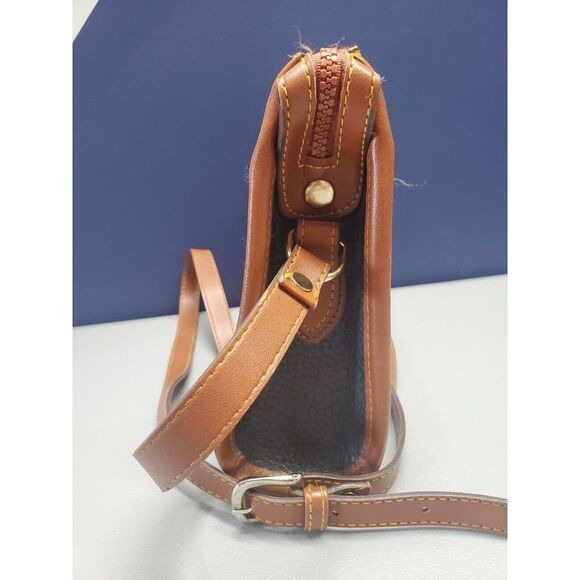 Vintage Dooney & Bourke Crossbody Purse/Bag Womens Navy‎ Brown Pebble Leather - Picture 9 of 16